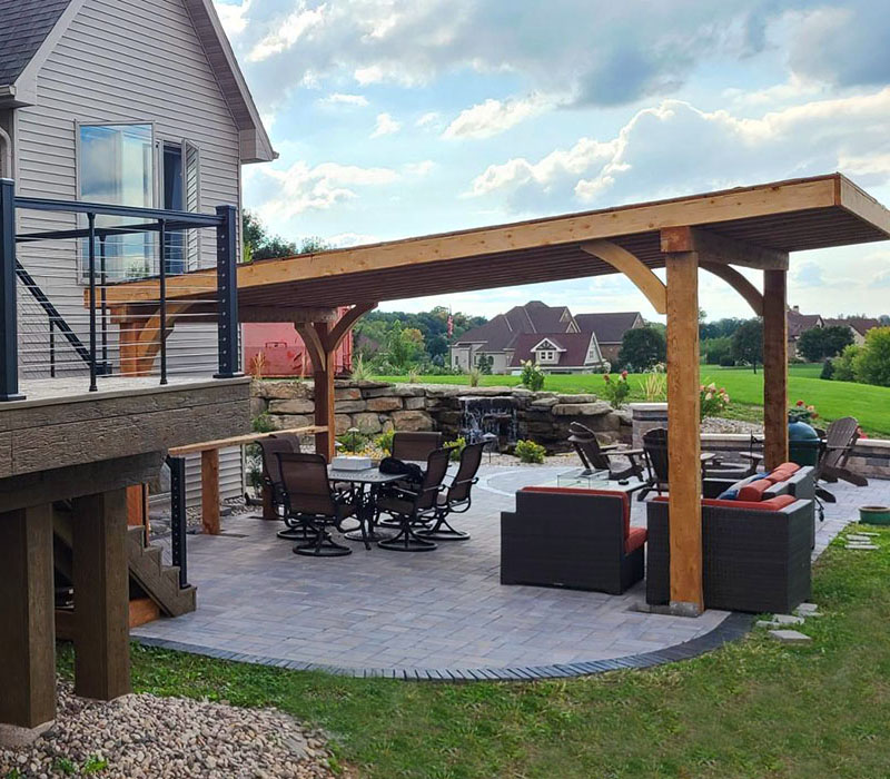 Outdoor_Living Front view of home with three garages